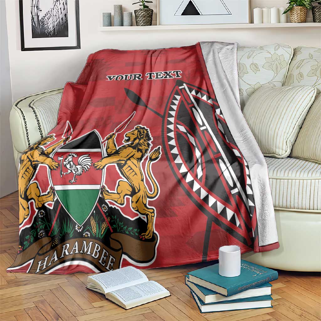 Personalized Afro Kenya Coat Of Arms Blanket Ethnic Seamless Pattern