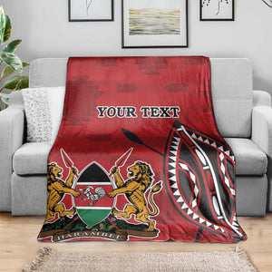 Personalized Afro Kenya Coat Of Arms Blanket Ethnic Seamless Pattern