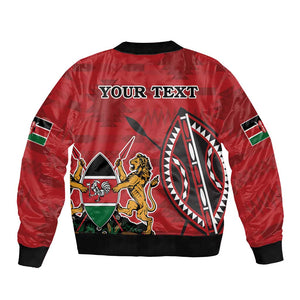 Personalized Afro Kenya Coat Of Arms Bomber Jacket Ethnic Seamless Pattern