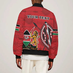 Personalized Afro Kenya Coat Of Arms Bomber Jacket Ethnic Seamless Pattern