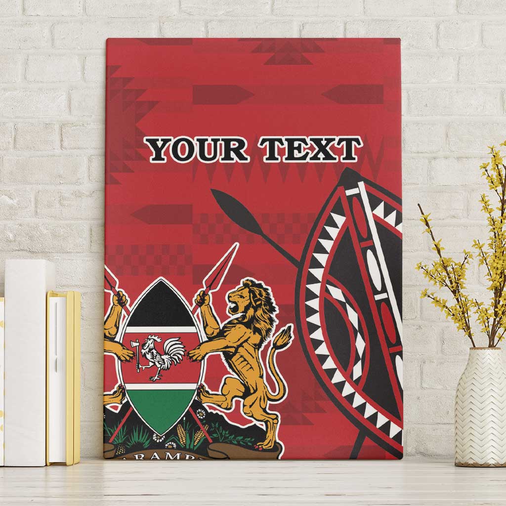 Personalized Afro Kenya Coat Of Arms Canvas Wall Art Ethnic Seamless Pattern