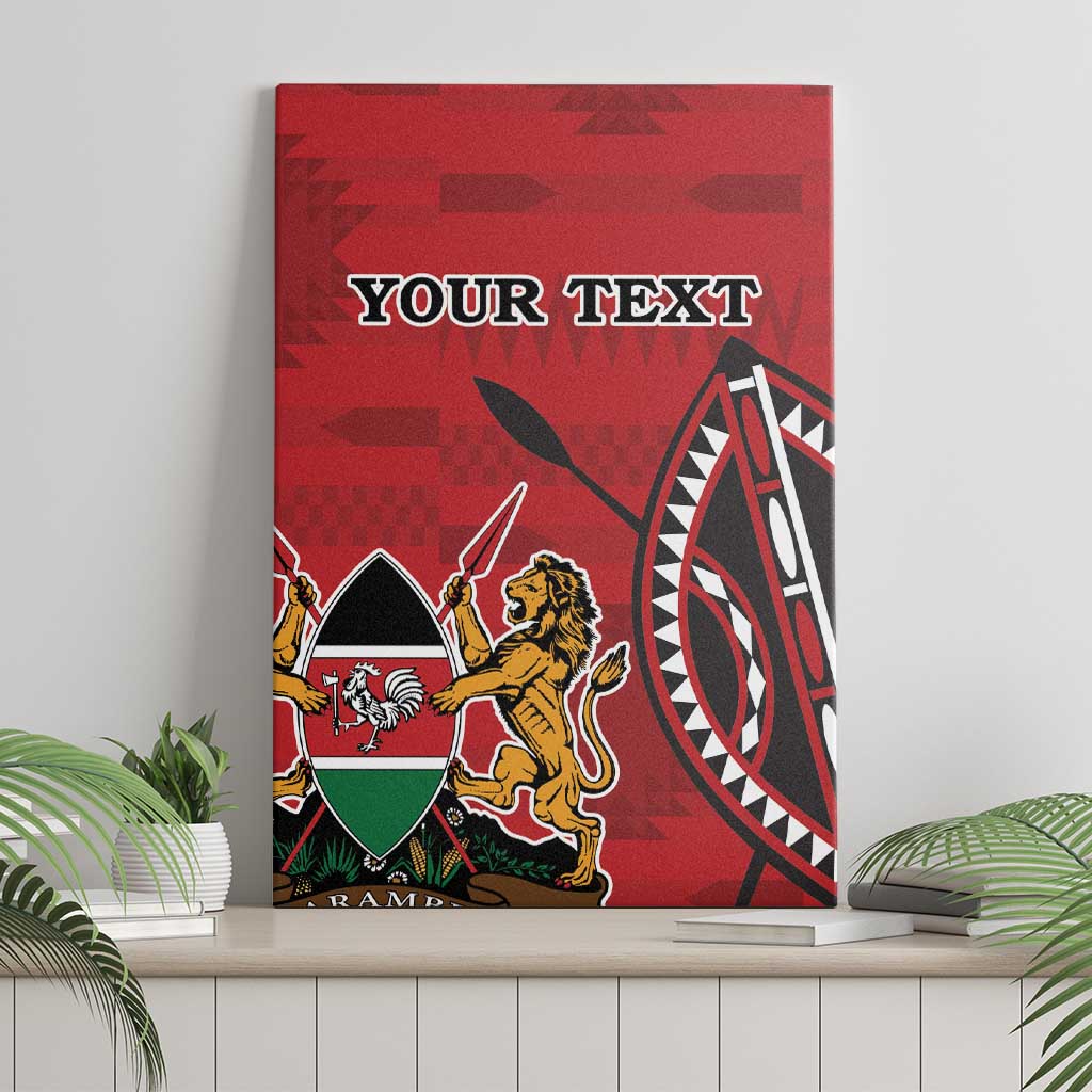 Personalized Afro Kenya Coat Of Arms Canvas Wall Art Ethnic Seamless Pattern