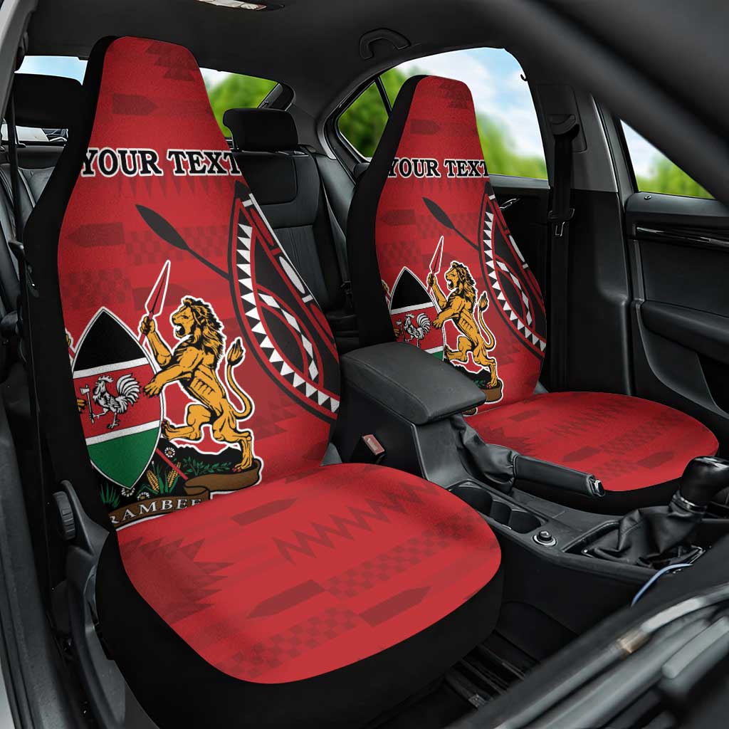 Personalized Afro Kenya Coat Of Arms Car Seat Cover Ethnic Seamless Pattern