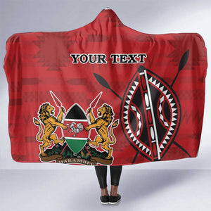 Personalized Afro Kenya Coat Of Arms Hooded Blanket Ethnic Seamless Pattern