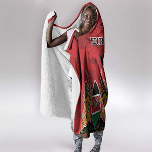 Personalized Afro Kenya Coat Of Arms Hooded Blanket Ethnic Seamless Pattern