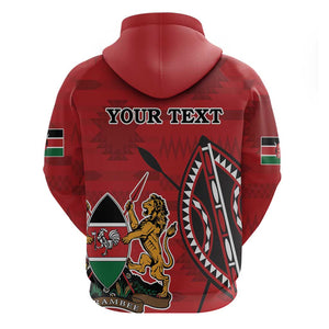 Personalized Afro Kenya Coat Of Arms Hoodie Ethnic Seamless Pattern