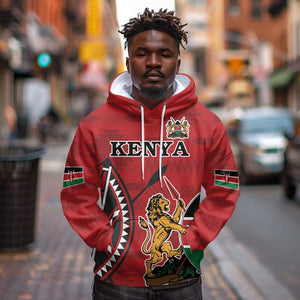 Personalized Afro Kenya Coat Of Arms Hoodie Ethnic Seamless Pattern