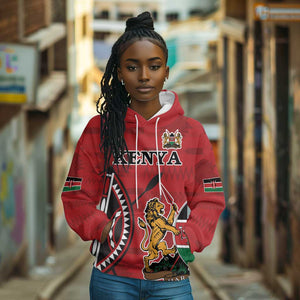 Personalized Afro Kenya Coat Of Arms Hoodie Ethnic Seamless Pattern