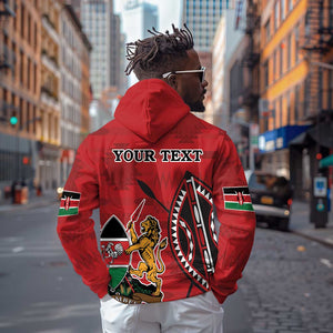 Personalized Afro Kenya Coat Of Arms Hoodie Ethnic Seamless Pattern