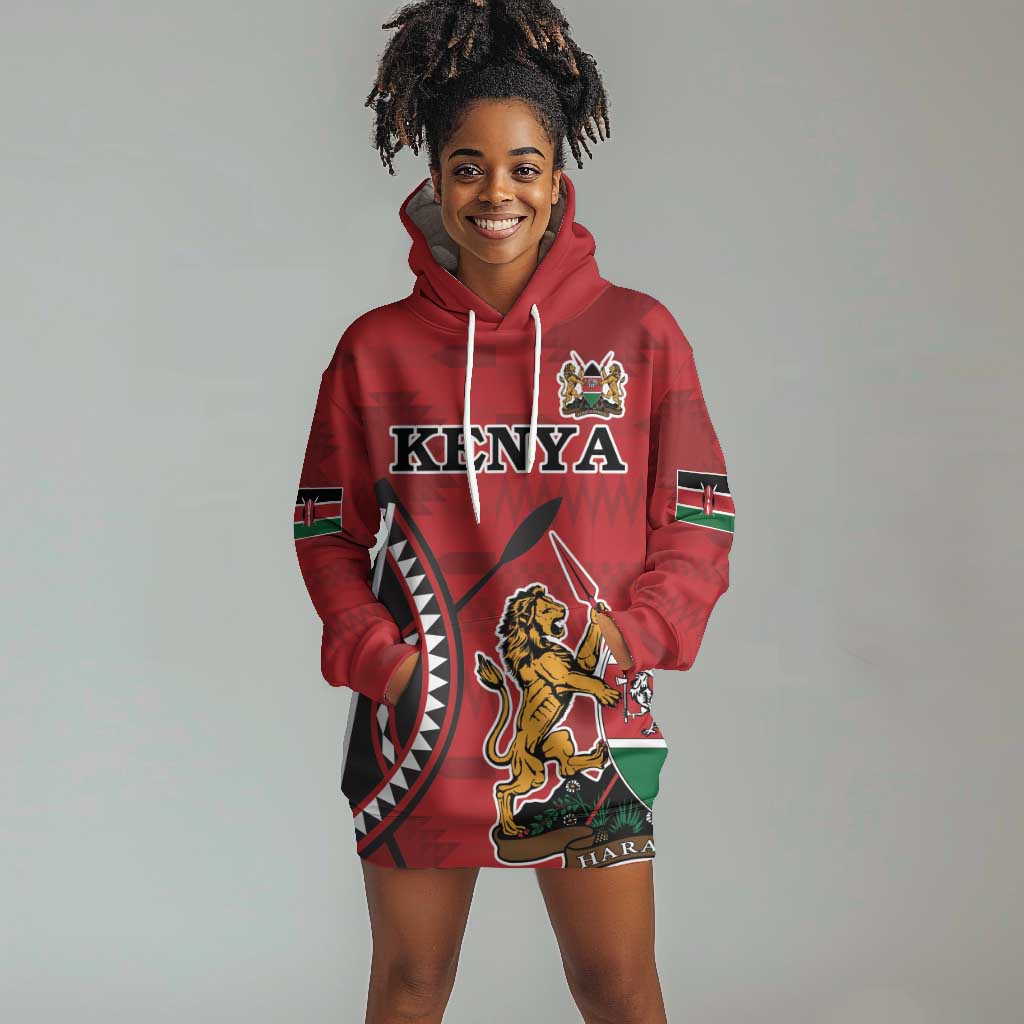 Personalized Afro Kenya Coat Of Arms Hoodie Dress Ethnic Seamless Pattern