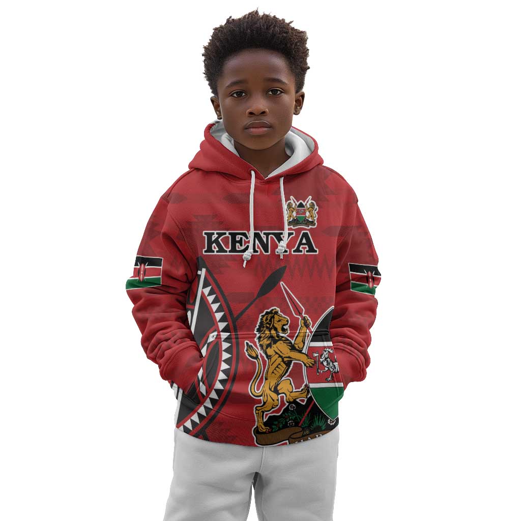 Personalized Afro Kenya Coat Of Arms Kid Hoodie Ethnic Seamless Pattern