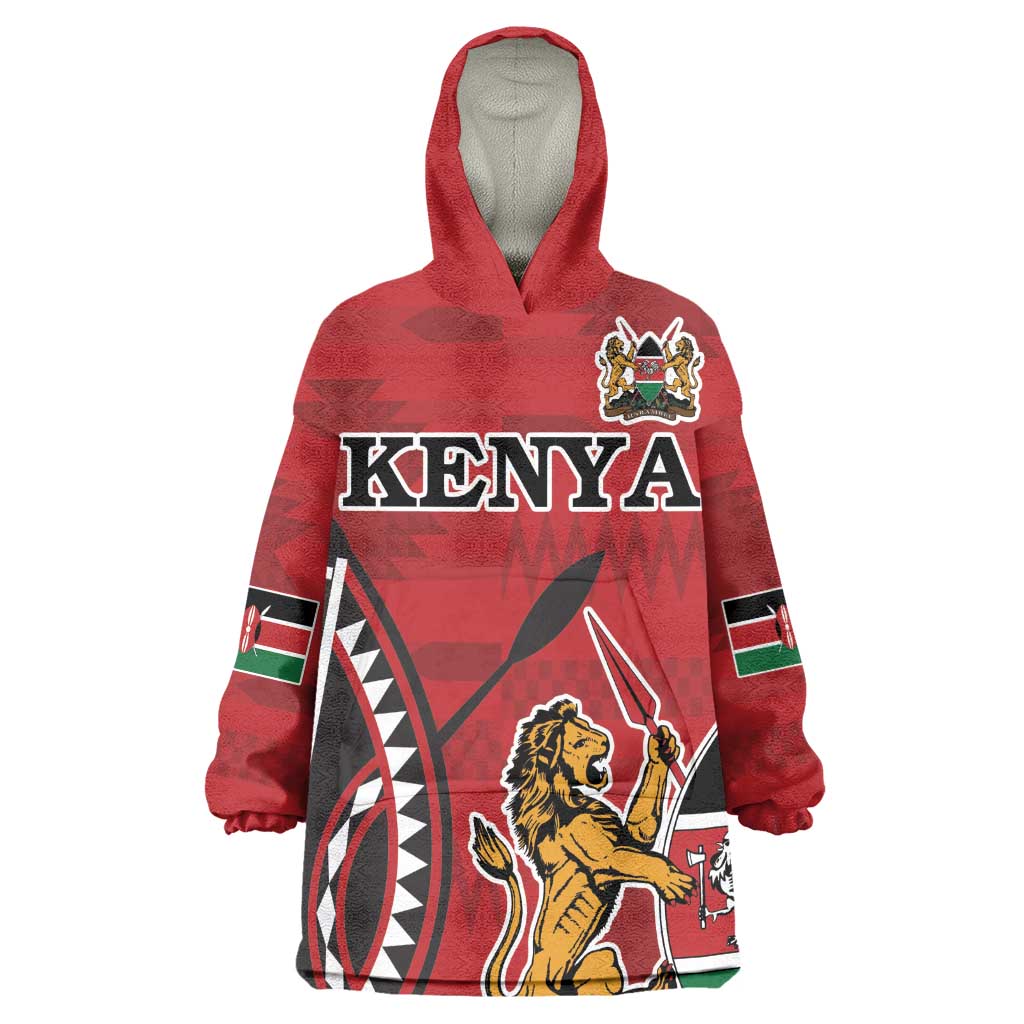 Personalized Afro Kenya Coat Of Arms KId Wearable Blanket Hoodie Ethnic Seamless Pattern
