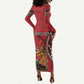 Personalized Afro Kenya Coat Of Arms Long Sleeve Bodycon Dress Ethnic Seamless Pattern LT18