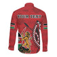 Personalized Afro Kenya Coat Of Arms Long Sleeve Button Shirt Ethnic Seamless Pattern