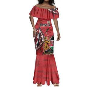 Personalized Afro Kenya Coat Of Arms Mermaid Dress Ethnic Seamless Pattern