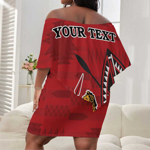 Personalized Afro Kenya Coat Of Arms Off Shoulder Short Dress Ethnic Seamless Pattern LT18