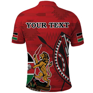 Personalized Afro Kenya Coat Of Arms Polo Shirt Ethnic Seamless Pattern