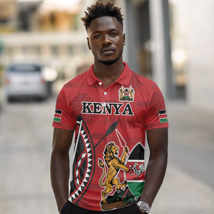 Personalized Afro Kenya Coat Of Arms Polo Shirt Ethnic Seamless Pattern