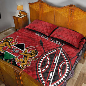 Personalized Afro Kenya Coat Of Arms Quilt Bed Set Ethnic Seamless Pattern