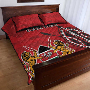 Personalized Afro Kenya Coat Of Arms Quilt Bed Set Ethnic Seamless Pattern