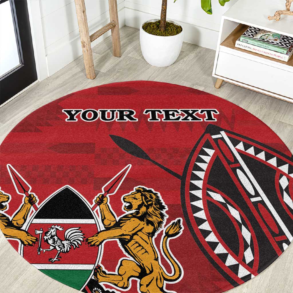 Personalized Afro Kenya Coat Of Arms Round Carpet Ethnic Seamless Pattern