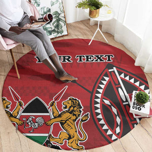 Personalized Afro Kenya Coat Of Arms Round Carpet Ethnic Seamless Pattern