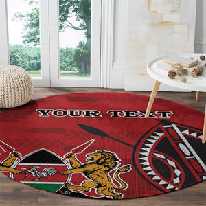 Personalized Afro Kenya Coat Of Arms Round Carpet Ethnic Seamless Pattern