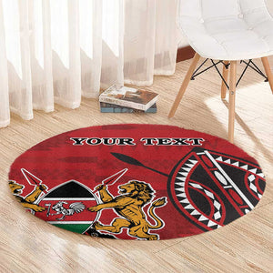 Personalized Afro Kenya Coat Of Arms Round Carpet Ethnic Seamless Pattern