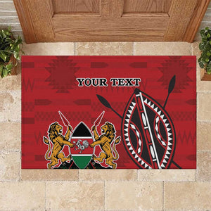 Personalized Afro Kenya Coat Of Arms Rubber Doormat Ethnic Seamless Pattern