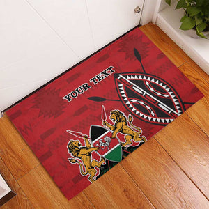 Personalized Afro Kenya Coat Of Arms Rubber Doormat Ethnic Seamless Pattern