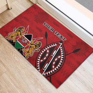 Personalized Afro Kenya Coat Of Arms Rubber Doormat Ethnic Seamless Pattern