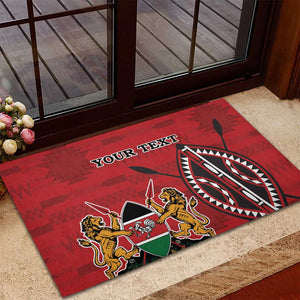 Personalized Afro Kenya Coat Of Arms Rubber Doormat Ethnic Seamless Pattern