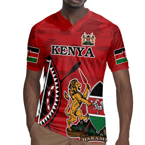 Personalized Afro Kenya Coat Of Arms Rugby Jersey Ethnic Seamless Pattern