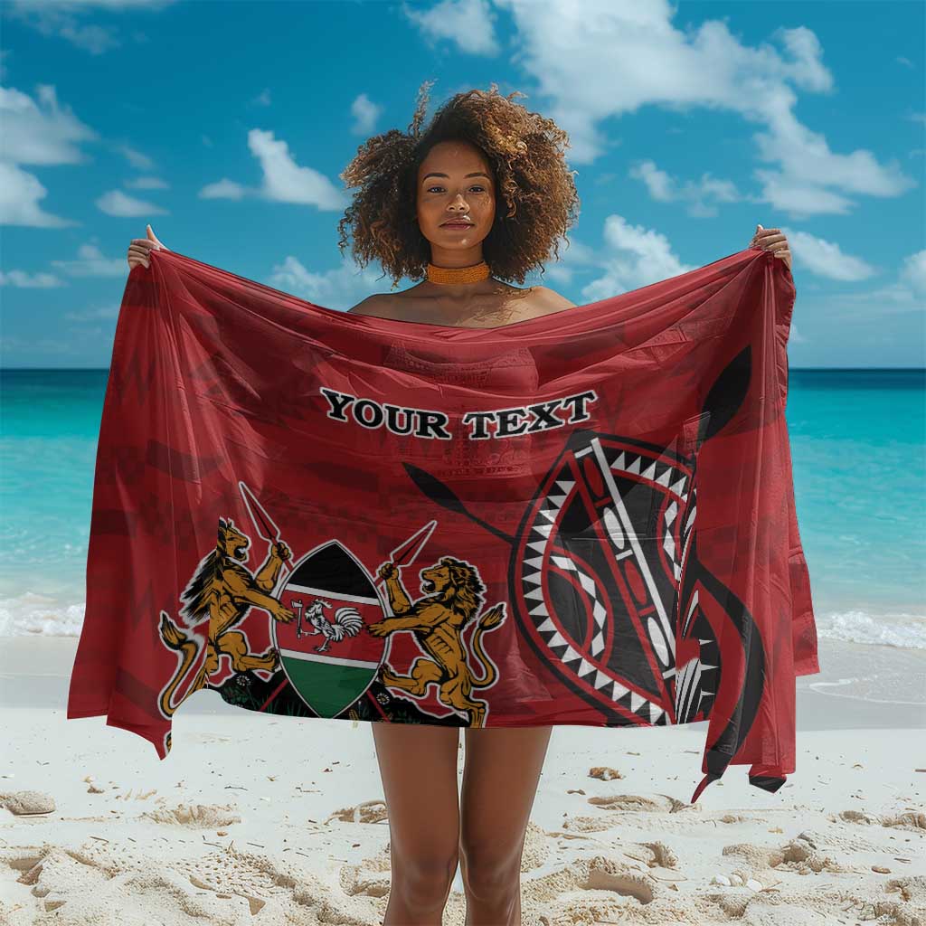 Personalized Afro Kenya Coat Of Arms Sarong Ethnic Seamless Pattern