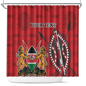 Personalized Afro Kenya Coat Of Arms Shower Curtain Ethnic Seamless Pattern