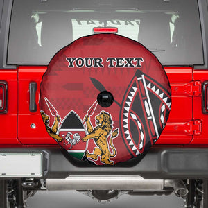 Personalized Afro Kenya Coat Of Arms Spare Tire Cover Ethnic Seamless Pattern