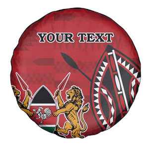 Personalized Afro Kenya Coat Of Arms Spare Tire Cover Ethnic Seamless Pattern