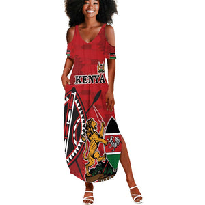 Personalized Afro Kenya Coat Of Arms Summer Maxi Dress Ethnic Seamless Pattern