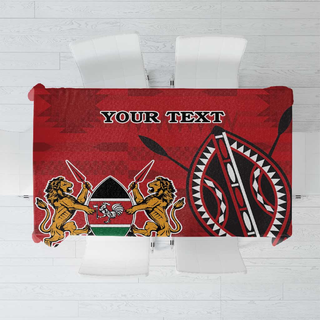 Personalized Afro Kenya Coat Of Arms Tablecloth Ethnic Seamless Pattern