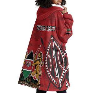 Personalized Afro Kenya Coat Of Arms Wearable Blanket Hoodie Ethnic Seamless Pattern