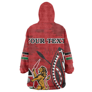 Personalized Afro Kenya Coat Of Arms Wearable Blanket Hoodie Ethnic Seamless Pattern