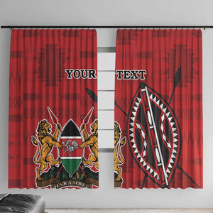 Personalized Afro Kenya Coat Of Arms Window Curtain Ethnic Seamless Pattern