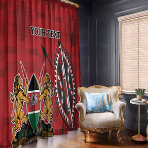 Personalized Afro Kenya Coat Of Arms Window Curtain Ethnic Seamless Pattern