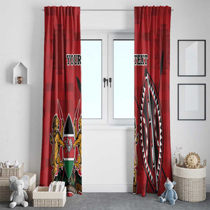 Personalized Afro Kenya Coat Of Arms Window Curtain Ethnic Seamless Pattern