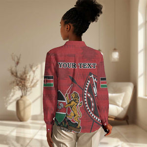 Personalized Afro Kenya Coat Of Arms Women Casual Shirt Ethnic Seamless Pattern