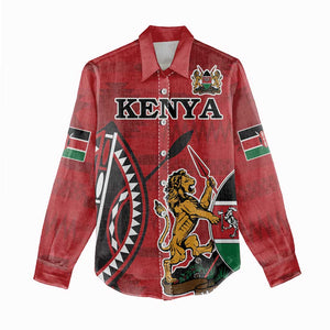 Personalized Afro Kenya Coat Of Arms Women Casual Shirt Ethnic Seamless Pattern