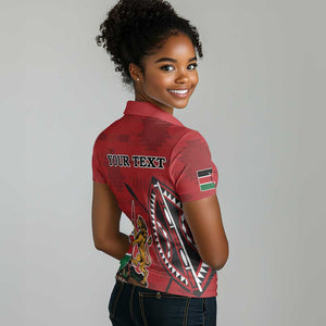 Personalized Afro Kenya Coat Of Arms Women Polo Shirt Ethnic Seamless Pattern