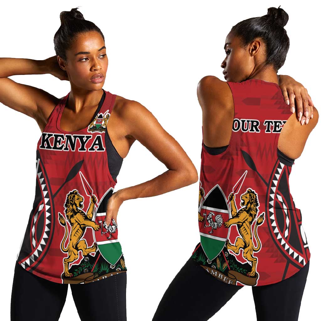 Personalized Afro Kenya Coat Of Arms Women Racerback Tank Ethnic Seamless Pattern