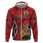 Personalized Afro Kenya Coat Of Arms Zip Hoodie Ethnic Seamless Pattern