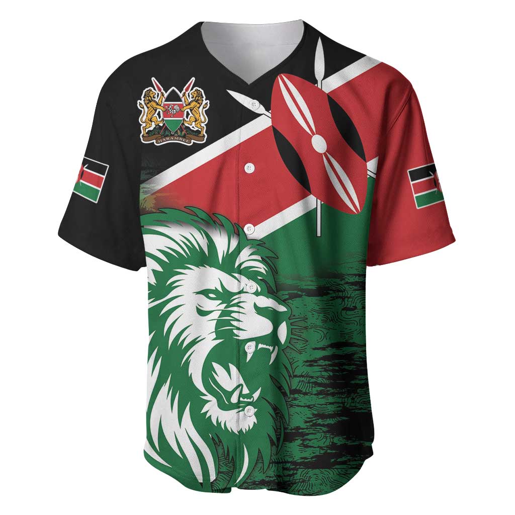 Afro Kenya Lion Head Baseball Jersey Flag Style